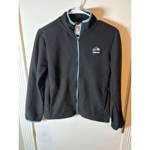 Avalanche Outdoor Supply Co Women Black Waffle Grid Fleece Full Zip Jacket M